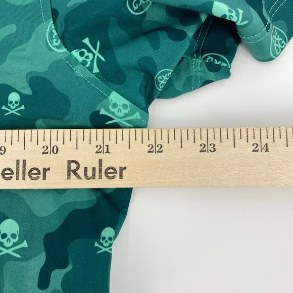 G/FORE Golf Polo Mens Large Green Camo Skull & T's Performance Shirt Luxury